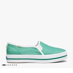 kate spade Green & White Striped Slip-On Platform Sneakers